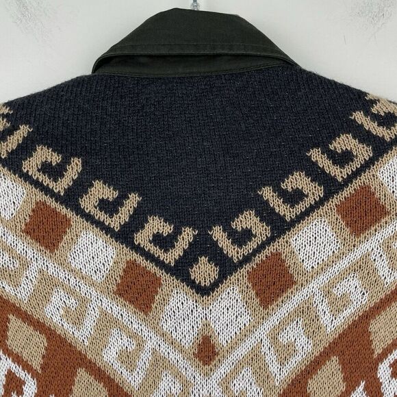 Anthropologie Left On Houston Utility Jacket Size XS Green w Aztec Knit Back - Picture 10 of 14